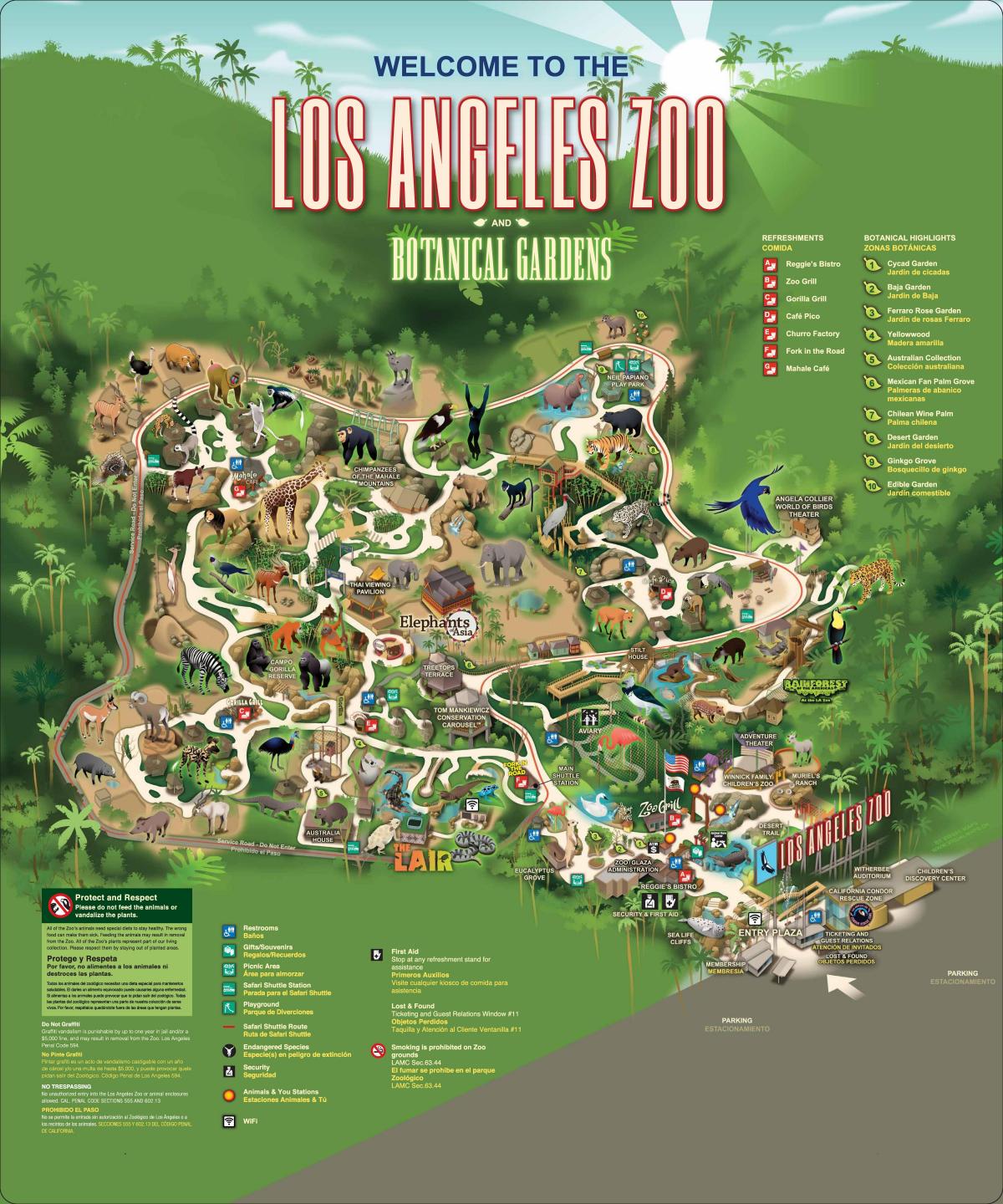 Los Angeles zoo park map